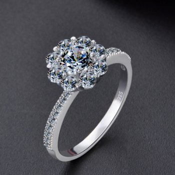 Flower Round Silver Ring